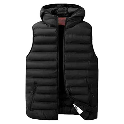 WanYangg Men's Hoodie Bodywarmer Lightly Sleeveless,Waistcoat Hooded Puffer Jacket Casual Gilet Zip Vest Top Warm Padded Gilet Cover