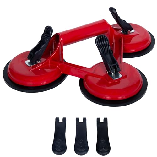 Zaptec Triple Suction Cup For Lifting Tiles and Glass 150 Kg Capacity With 3 Extra Locking Levers (Metal Body) (Red) (B0CZF145YT) Amazon Price History, Amazon Price Tracker