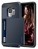Vofolen Cover for Galaxy S9 Case Wallet Card Slot Holder Sliding Hidden ID Pocket Dual Layer Heavy Duty Protection Rugged Hard Shell TPU Bumper Armor Protective Case for Samsung Galaxy S9 (Navy)