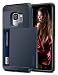 Vofolen Cover for Galaxy S9 Case Wallet Card Slot Holder Sliding Hidden ID Pocket Dual Layer Heavy Duty Protection Rugged Hard Shell TPU Bumper Armor Protective Case for Samsung Galaxy S9 (Navy)