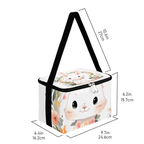 GzLeyigou Lunch Bags for Women Men 9 Cans,Cute Funny Bunny Hot & Cold Food Delivery Bag Insulated Grocery Bag Insulated Lunch Box Rabbit Cooler Bag for Office Work Picnic Beach