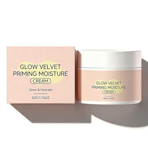 Glow Velvet Priming Moisture Cream - Pore-Blurring & Makeup-Gripping Primer, Hydrates and Smooths Skin for All-Day Makeup Wear, Cream Velvet Primer for All Skin Types (1Pack)