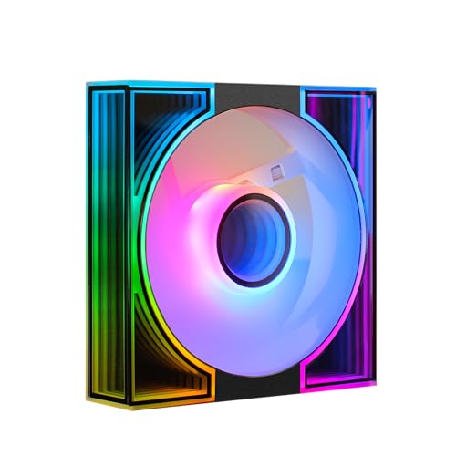 darkFlash DM8 3-Pack 120mm PC Case Fan, Infinity Mirror Case Fans, PWM ARGB Sync, 1600RPM High Airflow 56CFM, Low Noise 32.5dBA, Computer Case Cooler Fan (Black, Forward) by darkFlash - Image 2