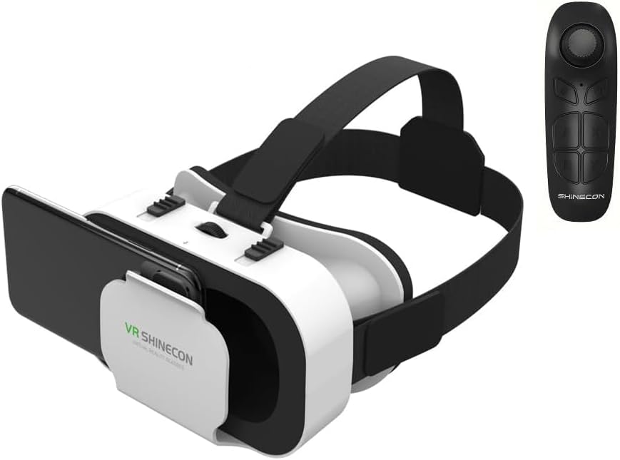 VR Headset with Remote for Phone – 3D Virtual Reality Glasses for iPhone & Android, Adjustable Goggles for 4.7–6.5″ Smartphones, Gift-Ready, Ideal for Beginners, Movies VR Headset with Remote for Phone – 3D Virtual Reality Glasses for iPhone & Android, Adjustable Goggles for 4.7–6.5″ Smartphones, Gift-Ready, Ideal for Beginners, Movies