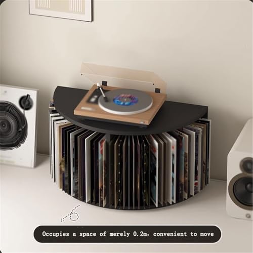 Estantería de discos vinilo en madera premium organizador semicircular de escritorio 4