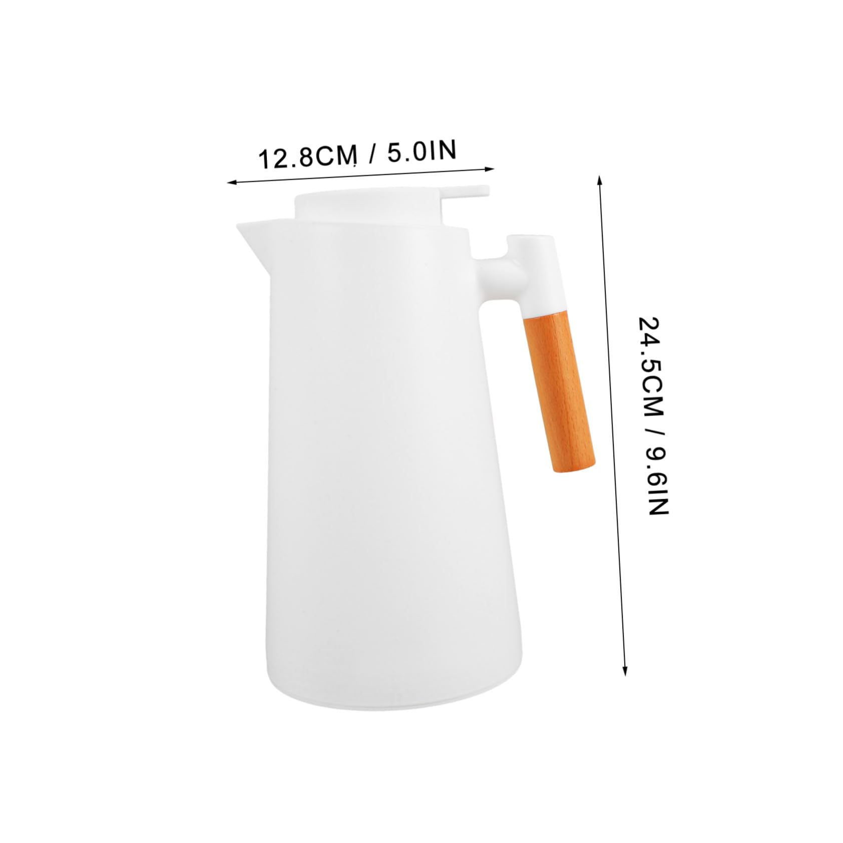Botella Térmica de Vidrio con Aislamiento para Bebidas Calientes y Frías Pequeña Tetera Portátil para Hogar con Asa de Madera y Tapa de Fácil de Usar