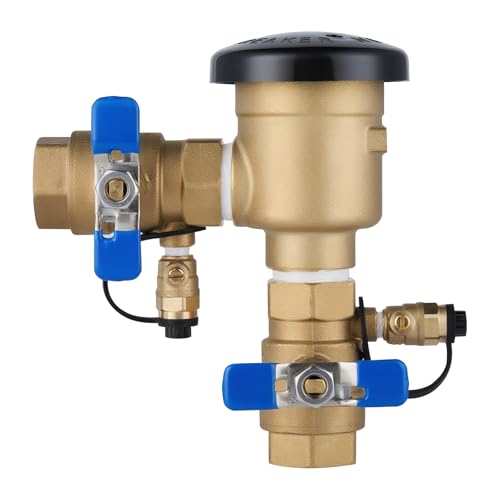 3/4 Inch Backflow Preventer Pressure Vacuum Breaker Assembly Heavy Duty Brass Sprinkler Backflow Valve for Lawn Irrigation System Garden Water Line Outdoor Anti-Siphon Protection Max 400 PSI