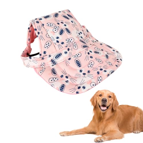 Gorra Perro Mascota Deportes Respirable, Gorro de Protección Solar para Perro Ajustable, Gorra con Visera para Perros con Agujeros de Oídos, Gorra Perro para Actividades Aire Libre (Rosa Claro, XL)