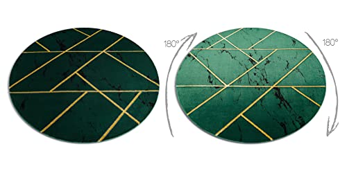 Tapis rond géométrique vert bouteille pour sublimer le salon