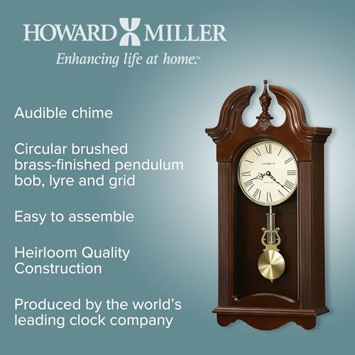 Howard Miller Malia Pendulum Wall Clock – Exquisite Decorative Analog Clock with Elegant Brass Accents & Single Chime for Room Decor, Bedroom Decor, Home Decor & Office Wall Decor Piece - Image 6