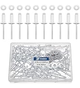 JTAREA 130pcs 3/16" x 1/2" Silver Aluminum Pop Rivets with Stainless Steel Washers 4.8 x 12.7mm B...