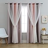 Anytime Star Kids Curtains,Rainbow Blackout Curtains for Girls Bedroom Living Room (Pink/Gray,2...