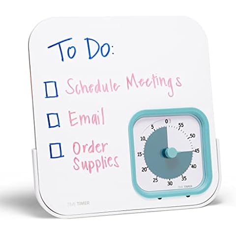 TIME TIMER MOD with Dry Erase Board — 60-Minute Visual Countdown Timer with Magnetic Whiteboard — for Notes, Chores, Classroom and Office Reminders, Visual Schedules, for Kids and Adults (Blue) Cover