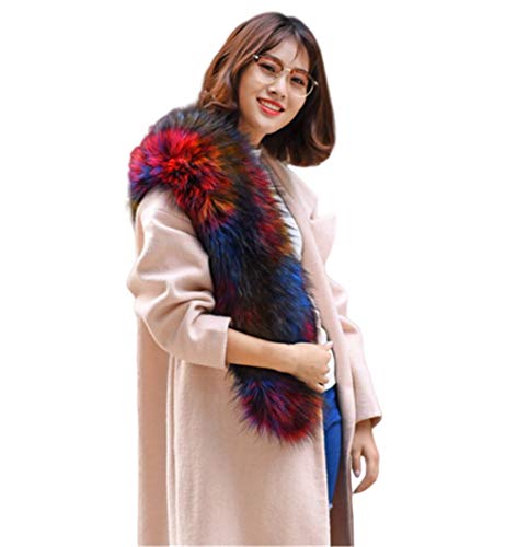 Faux Fur Collar Scarf Hood Collar Shawl Stole Neck Warmer for Winter Coat Jacket Parka (100cm/39.4