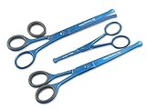 Premium Fellscheren Set mit einer kleinen Fell- und Pfotenschere und 2 großen Hunde-Haarscheren mit Mikroverzahnung - PET GROOMING DELUXE