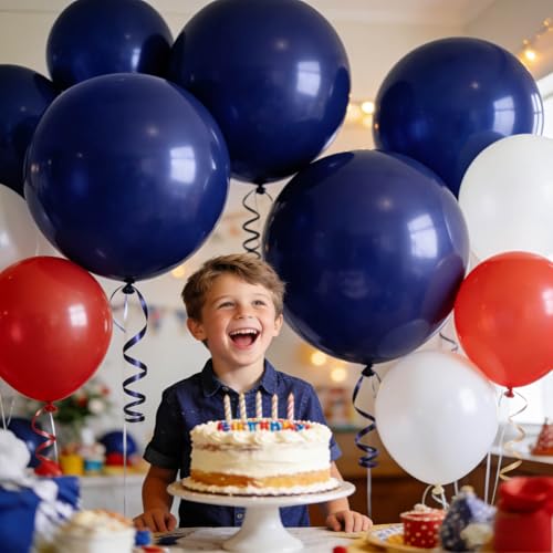 Image of 32Pcs Navy Blue Big Balloons 18 Inch, Round Dark Blue Large Latex Party Balloons for Birthday Wedding Decorations.