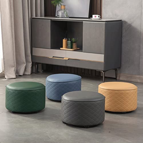Repose-pieds ottoman cuir véritable marron salon banquette rangement - 5