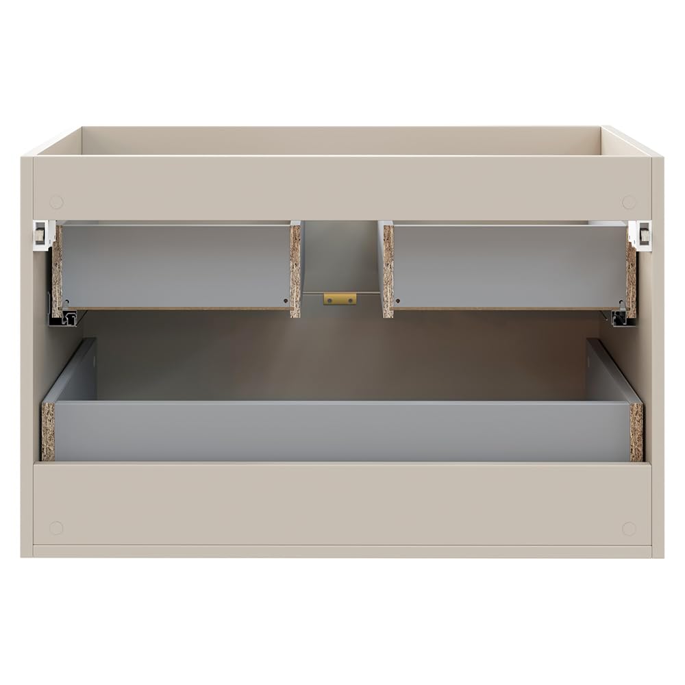 Badezimmer Waschtischunterschrank 80 cm in kaschmir matt, 2 Schubladen
