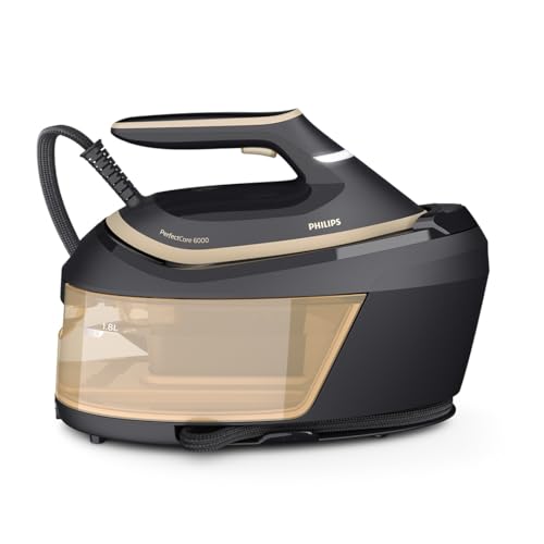 Philips PerfectCare 6000 Series Steam Generator - 2400W, 600g Steam Boost, 8 Bar Pressure, OptimalTEMP Technology, 1.8L Tank, Black/Gold (PSG6064/80)