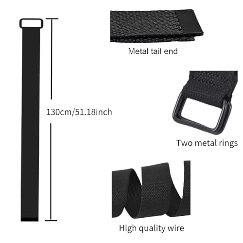 Web Belt 2Pcs - 51.18inch Casual Double Ring Cloth Belt with Double D-ring4