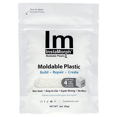 InstaMorph Reusable Moldable Plastic | Thermoplastic Beads Meltable Polymorph Pellets | Lightweight Modeling Compound for DIY Crafts Sculpting Cosplay Accessories | Temporarily Repair | White 3oz