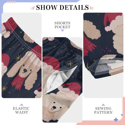 ZZXXB Christmas Poodle Berry Boys Long Pants Soft Trousers Elastic Waist Kids Lounge Bottoms with Pockets S-XL4