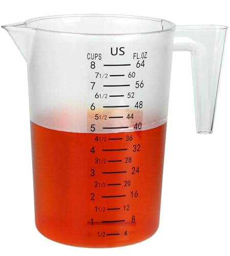 8 Cup/2-Quart Large Measuring Cups Clear Strong Food Grade Liquid Measure Pitcher for Home Hobbies/Professional Kitchen