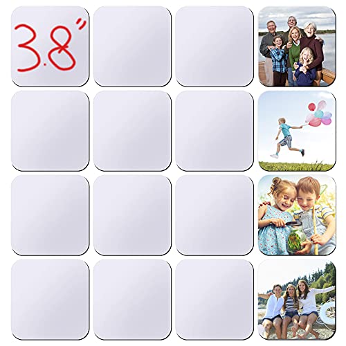 KLAQQED 12Pcs 3.8inch Sublimation Magnet Blanks for Fridge, Sublimation Blanks, Large Sublimation Magnet Blanks for Fridge, Magnetic Sublimation Blanks, Refrigerator Magnets for Fridge Coasters