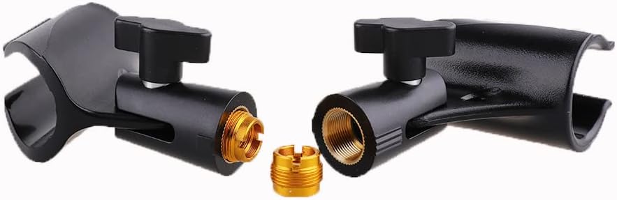 2PC Stands Black Mic Clip for Microphone Mic Clip Holder for Mic Stand with 5/8" Male to 3/8" Female Adapter, 2-pack image 3