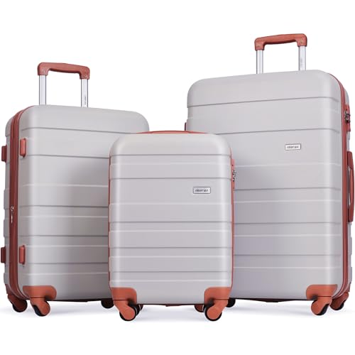 Image of Luggage Set 3 Pcs, ABS Durable Lightweight, 360 Silent Spinner Wheels, Hardshell TSA Lock