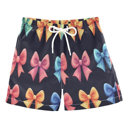 Boccsty Cartoon Colorful Ribbon Bow Boys Swim Trunks Baby Kids Swimwear Summer Toddler Beach Board Shorts 2T