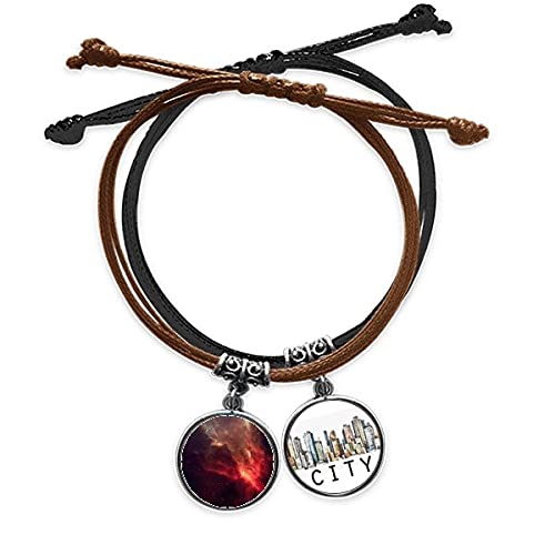 Bracelet corde univers nébuleuse rouge : bijou galaxie en cuir ajustable pour homme et femme