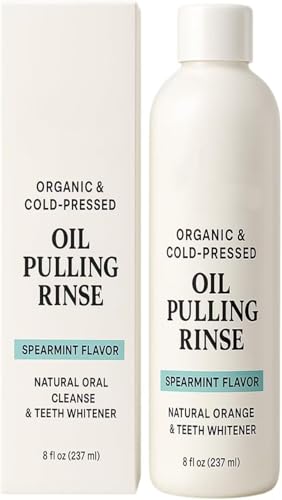 Enjuague bucal Femmie con aceite de menta verde, enjuague bucal blanqueador prensado en frío, limpieza bucal natural, restaurador de encías, elimina manchas amarillas, para dientes y encías