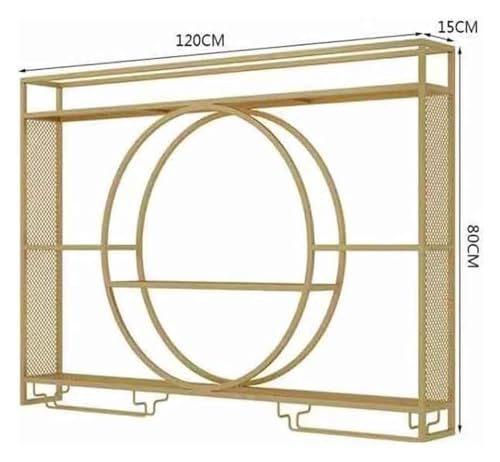 Étagère à vin murale en bois avec support à gobelets suspendu design - 3