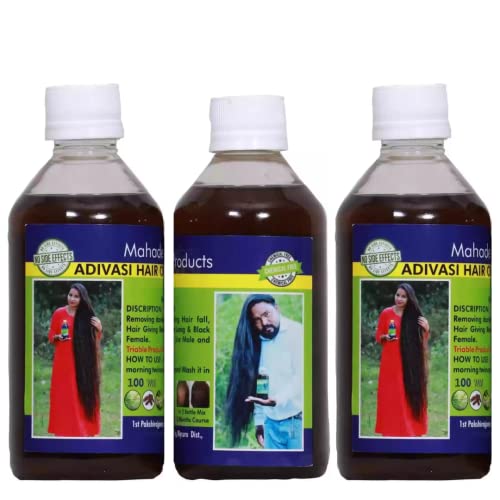 Image of Adivasi Herbal Hair oil for women and men Herbal Pure Adivasi Hair Growth /Hair Fall Control Oil, 100 ml, Pack of 3