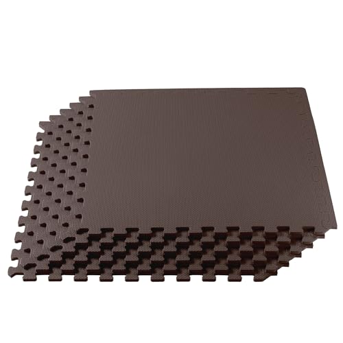 Image of We Sell Mats 1 /2 Inch Thickness Multipurpose EVA Foam Floor Tiles, Interlocking Floor Mat for Indoor Gym and Home Use, 24 in x 24 in, Brown, 24 Square Feet (6 Tiles)