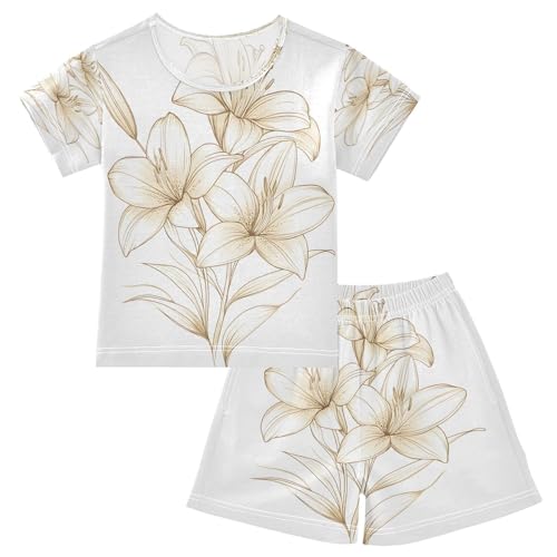 senya Short Sleeve Pajamas Sets Summer Cotton Sleepwear Three Flowers