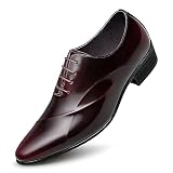 ZRO Men's Lace Up Formal Modern Oxford Dress Shoes Wine US 10.5
