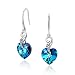 Produktbild CRYSLOVE Herz Ohrringe für Damen Frauen Sterling Silber Engelsflügel Liebes Herz Haken Ohrringe mit Blau Kristallen, ldeal Valentinstag Geschenk