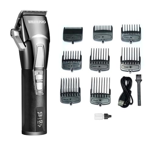 Image of WMARK NG-2036 Professional Zero Gapped Hair Clipper Self Sharpening Blade 6000 /7000 RPM 2 Speed Magnetic Motor Charging Adapter 8 Guide Comb Taper Lever Adjustment Runtime 120-150 min 2000 mAh, Black