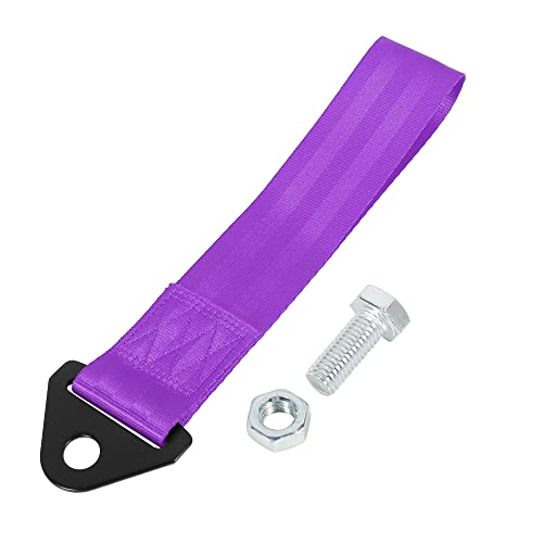 X AUTOHAUX Purple Universal Car Tow Towing Hook Bumper Trailer Belt Strap Aluminum Alloy, Nylon