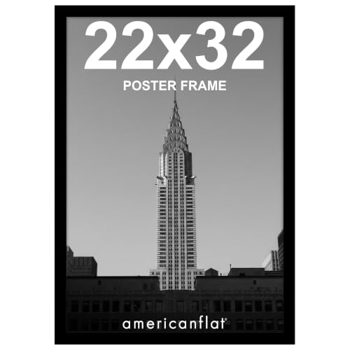 Image of Americanflat 22x32 Poster Frame - Black Engineered Wood with Polished Plexiglass - Wide Picture Frame for Vertical or Horizontal Wall Display - Epic Collection - Black