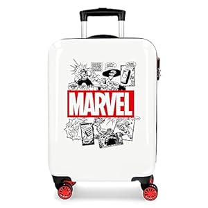 Marvel Avengers Comic Valise Trolley Cabine Blanc 40x55x20 cms Rigide ABS Serrure à combinaison 34L 2,6Kgs 4 roues doubles Bagage à main