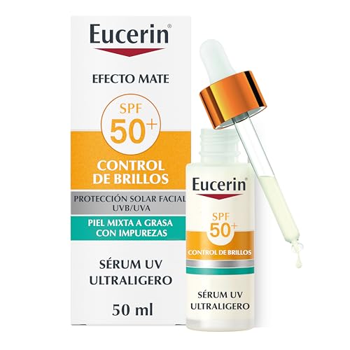 Miniatura 7 de Eucerin Sun Face Oil Control Sérum Facial UV FPS50+ 30ml - Protector Solar Facial 50 Ligero y Matificante - Sérum con Protección Solar 50+ y Complejo Anti-Polución - Invisible - Piel Mixta/Grasa