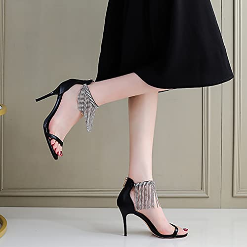 Sandales strass à franges confortables et talon aiguille