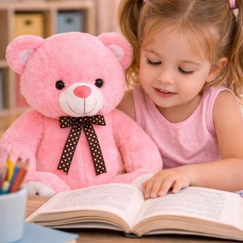 Image of ZEXSAZONE Toy Cute Smiile Soft Teddy Colored Huggable Bear | 32 cm | Plushie Soft Toys for Kids | Plush Soft Toys for Baby Boys and Girls Kids - Teddy | Best Valentine Gift (Pink)