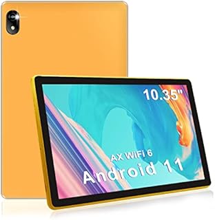 CWOWDEFU Tablet 10.35 Inch Android 11 Tablet AX WiFi 6+5G WiFi, 3GB RAM 32GB ROM, IPS HD1332x800 Screen, Quad Core Processor, 5MP+8MP Camera, Bluetooth 5.0, 6000 mAh Battery, Leather Shell (Orange)