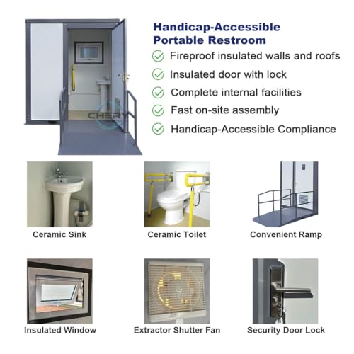 Image of Handicap-Accessible Portable Restroom for Disabled, Outdoor Mobile Toilet for Concerts, Conventions, Construction, Sporting Events