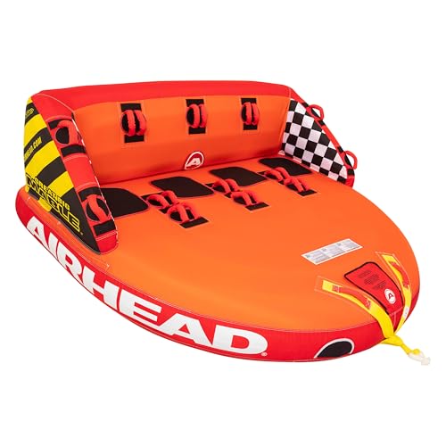 Airhead Great Big Mable | 1-4 Rider Towable Tube for Boating, Orange, Red, Yellow
