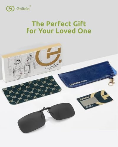 Image of Goiteia Polarized Flip up Clip on Sunglasses over Prescription Glasses for Men Women-Upgraded No Blue Glare